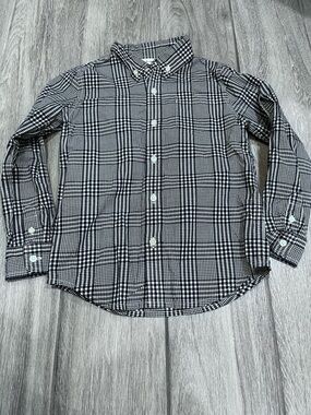 Boys Black and White Check Button-Down Shirt